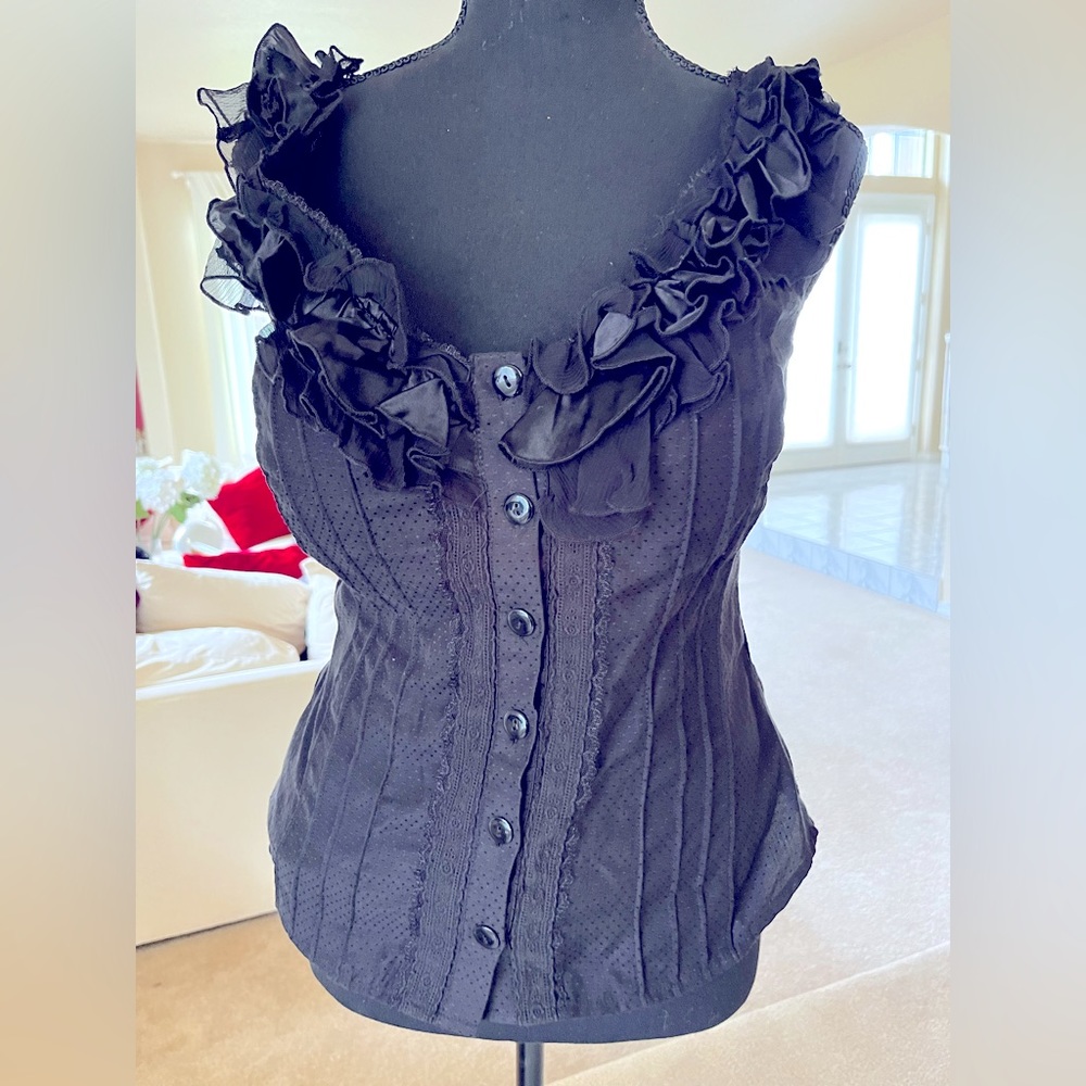 Bebe medium black ruffle shirt buttoned